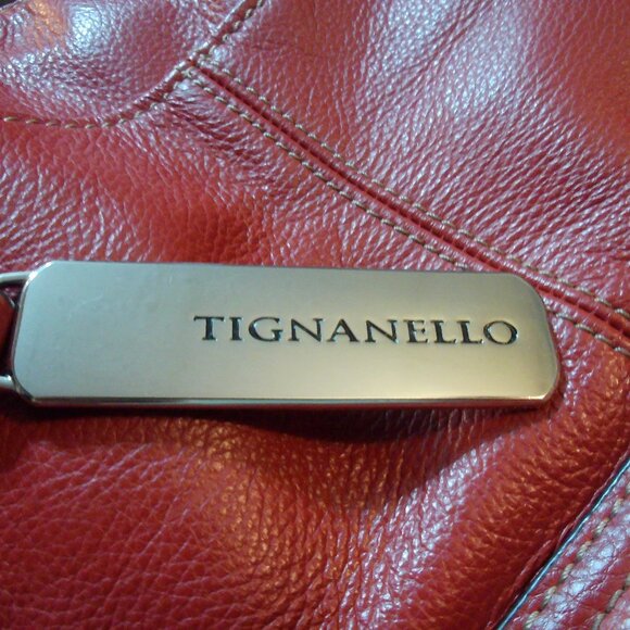 Tignanello Red Leather handbag- dbl strap- 12x8x5 - Picture 3 of 5